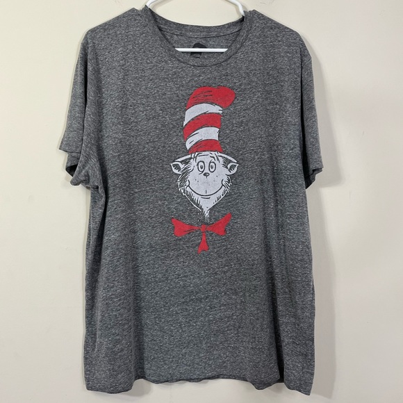 Vintage Dr. Seuss The Cat In The Hat Gray Graphic Tee - Picture 1 of 4